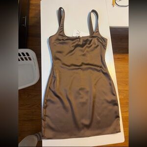 NWT brown satin Zara dress